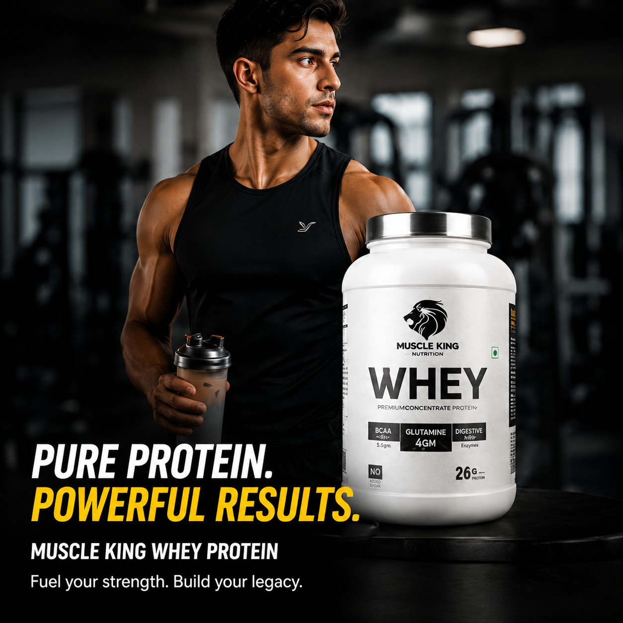 protien muscle king Muscle King Nutrition Whey Protein – Premium Concentrate Protein (Chocolate Flavor) - Image 1
